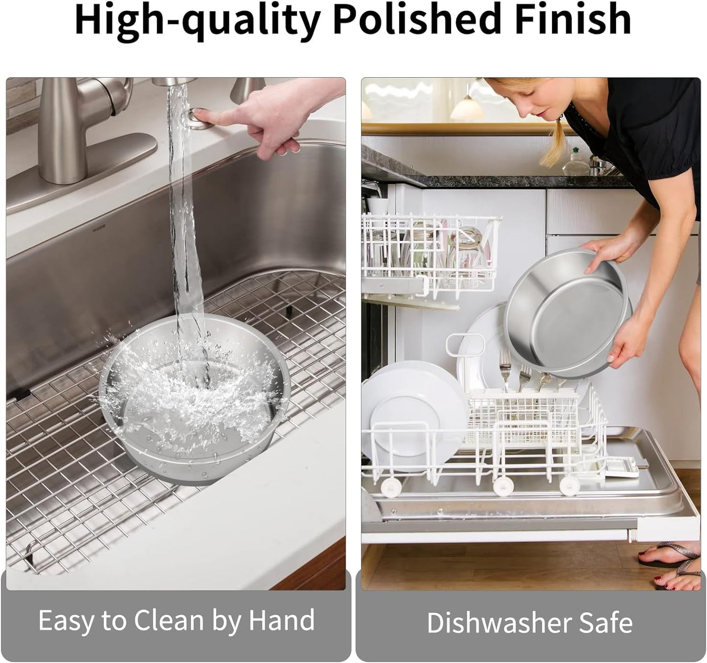 Taglory 8 Cup Stainless Steel Dog Bowls Set of 2 for Food and Water, Silicone Base Anti-Slip, Rust Resistant, Extra Thick Metal Bowls for Medium Dogs, 59oz, Gray