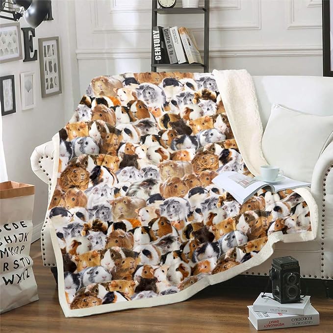 Kids Guinea Pig Fleece Blanket Boys Girls Cute Cavy Animal Sherpa Throw Blanket for Bed Sofa Couch Lovely Funny Pet Plush Blanket Boys Girls Ultra Soft Warm Plush Flannel BlanketTwin 60"x80"