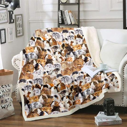 Kids Guinea Pig Fleece Blanket Boys Girls Cute Cavy Animal Sherpa Throw Blanket for Bed Sofa Couch Lovely Funny Pet Plush Blanket Boys Girls Ultra Soft Warm Plush Flannel BlanketBaby 30"x40"
