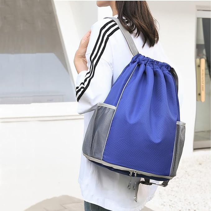 BLIRITEL Drawstring Backpack Sports Gym Bag, Soccer Backpack, Waterproof Soccer Bag for Men Women, String Basketball Bag Football Volleyball Backpack (Navy Blue)