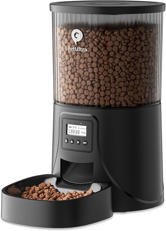 Automatic Cat Feeder: 4L Timed Cat Food Dispenser Programmable 1-6 Meals for Cat and Small Medium Dog- Auto Pet Feeder Easy to Set Up Dual Power Supply with Desiccant Bag| Detachable Washable