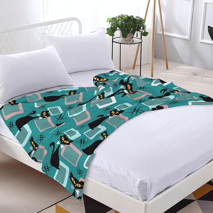 Medieval Cat Soft Throw Blanket Flannel Fleece Blankets Warm Cozy Lightweight Fuzzy Blanket for Bed Sofa Couch Home Decor 60"X50"