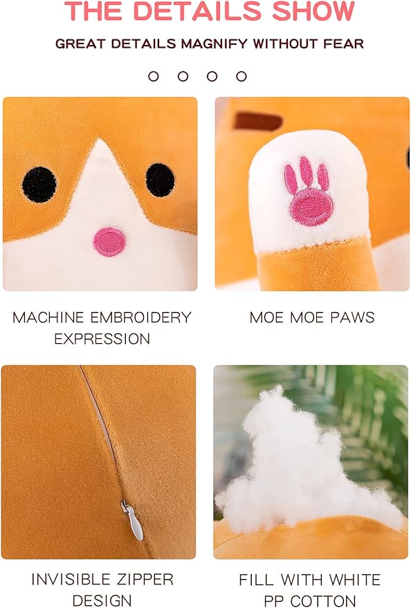 Long Cat Plush Pillow Soft Cat Body Pillow, Long Cat Stuffed Animal Cotton Kitten Sleeping Throw Pillow Gift for Kids Girlfriend(50CM,Yellow)