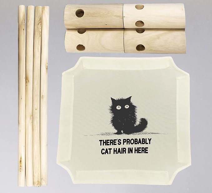 There's Probably Cat Hair in Here Cat Beds, Wooden Cat Beds for Indoor Cats, Small Animal Beds for All Seasons for All Seasons, Pet Beds, Elevated Cat Bed, Cat Hammock