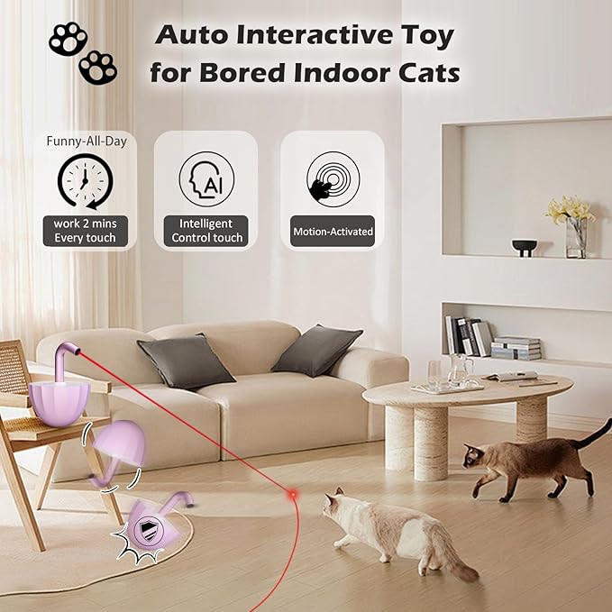 Tumbler Cat Laser Toy Automatic, 360° Rotation Rechargeable Laser Pointer, Self Play 3 Modes Motion Activated Cat Laser Toy, Interactive Cat Toys for Bored Indoor Adult Cats/Dogs