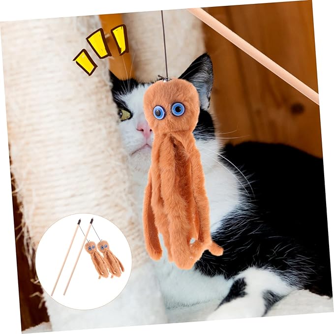 FOMIYES 2pcs Interactive Cat Toys Indoor Cat Teasing Cat Fishing Pole Stick Playset Indoor Cats Kitten Teaser Toy