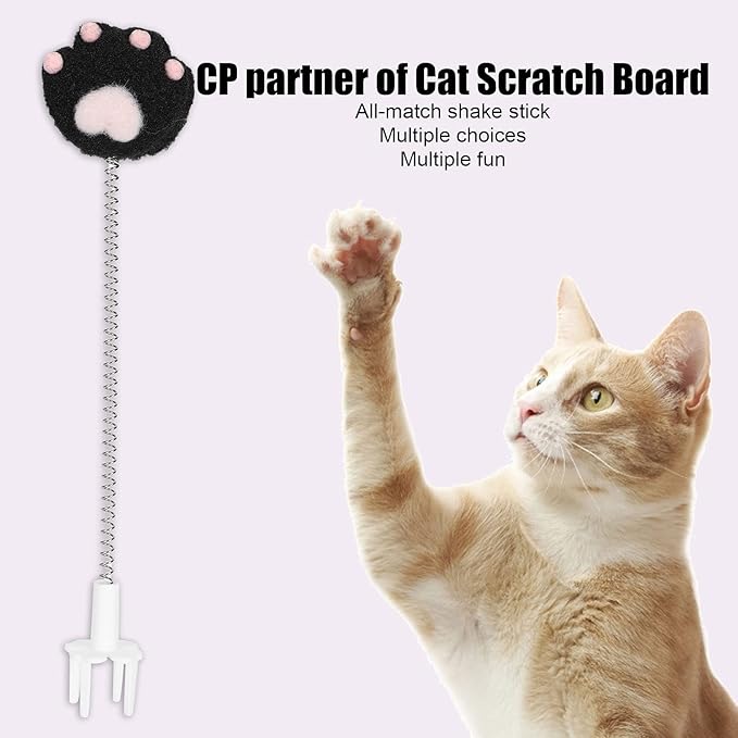 GLOGLOW Cat Teaser Wand, Metal Wire Spring Cat Toy Plush Teaser Interactive Toy for Indoor Cats Kitty Exercise and Play(Black) Mice & Animal Toys