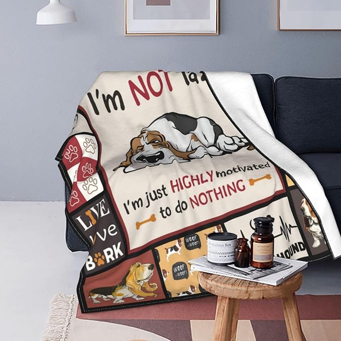 Basset Hound Dog Blanket Dog Decor Throw Blanket Super Warm Soft Plush Lightweight Fleece Flannel Cute Animal Blanket Gifts for Girls Baby Kids Women Boys for Winter Couch Bedding 60"X80"
