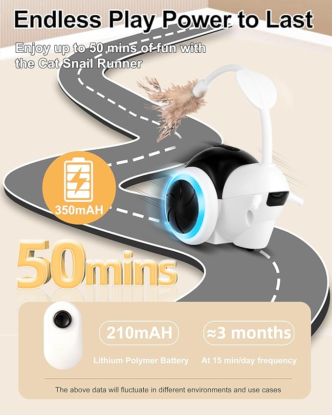 Interactive Cat Toys for Indoor Cats, Automatic Cat Toys Interactive with LED & Feather, Cat Mice Toys Smart Sensing Moving Electronic for Bored Adult Cats & Kitty, USB C Rechargeable