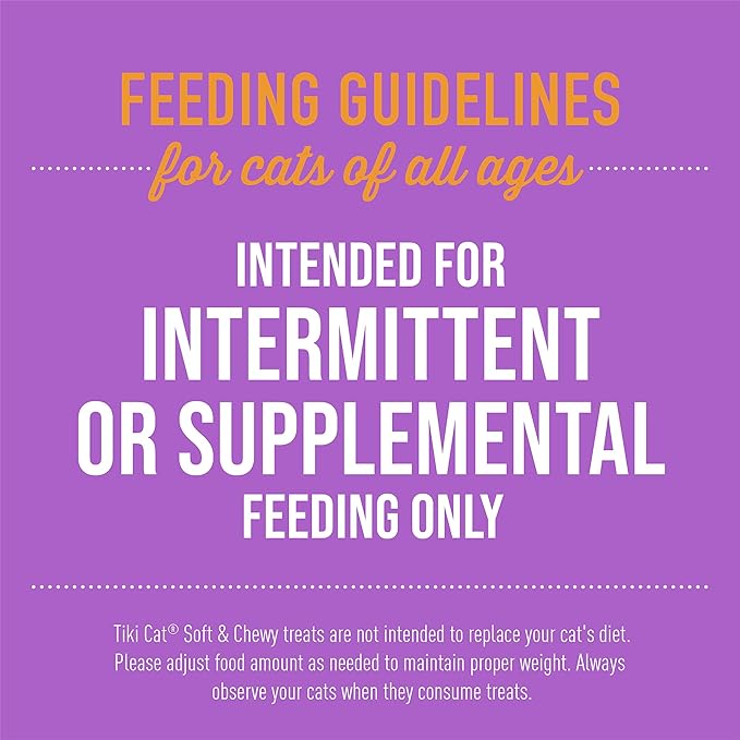 Tiki Cat Soft & Chewy Treats, Chicken Flavor, 3 Calories Per Treat with Grain-Free and No Added Gluten, 2 oz Pouch (Pack of 1)