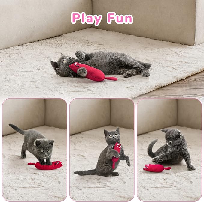 Legendog 5Pcs Bite Resistant Catnip Toy for Cats,Catnip Filled Cartoon Mice Cat Teething Chew Toy