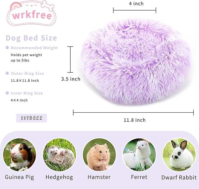Bunny Bed Rabbit Hideout Large Soft & Comfortable Small Animal Bedding Cozy Bed Mat Warm Hideaway Cage Accessories for Guinea Pig White and Purple
