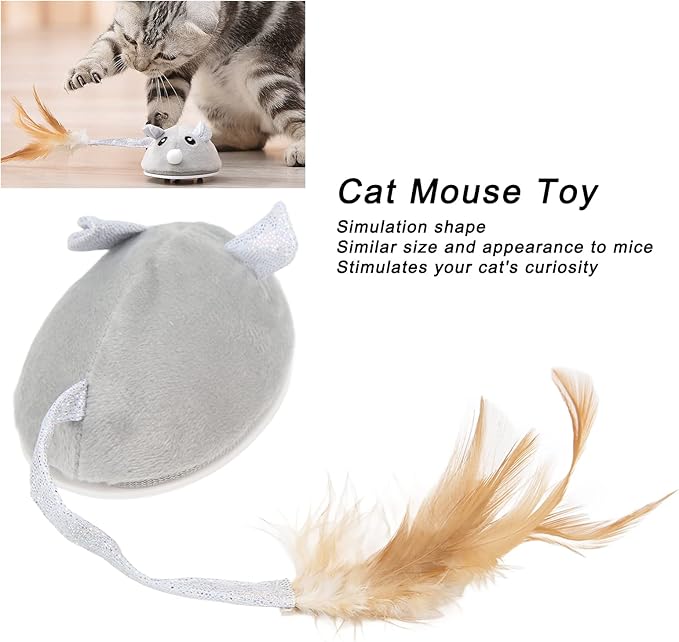 Sazao Electric Moving Mice Toy, USB Charging Cat Mouse Toy Lifelike Toxic Free for Indoor
