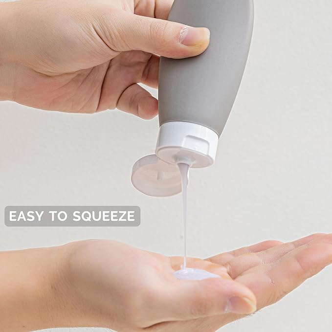 20 Pack Travel Bottles Set - TSA Approved Leak Proof Containers Kit for Toiletries - Portable Refillable Accessories for Shampoo, Conditioner, Lotion, Liquids (Black & White)