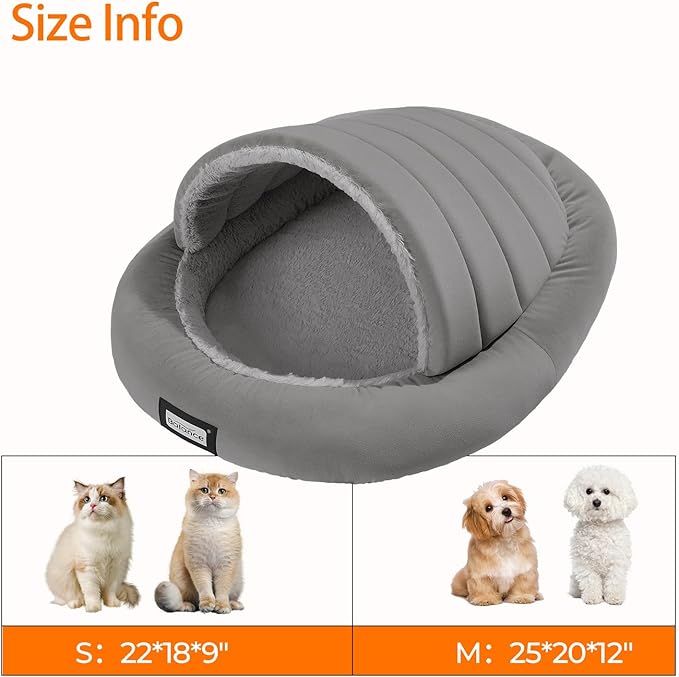 BALANCE 2 in 1 Cat Bed Cave for Kittens and Small Dogs, Cat Tents for Indoor Cats, Covered Cat Beds with Removable Cushion, Calming Cat Nest, Cat Hideaway, Washable Cat House with Non-Slip Bottom