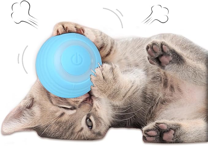 Interactive Cat Toys Ball Pet Smart Ball Automatic Rolling Chase Ball with Colorful Lights, Perfect Indoor Playmate Toy Ball for Kitten & Puppy Dog Playing, USB Rechargeable (Sky Blue)