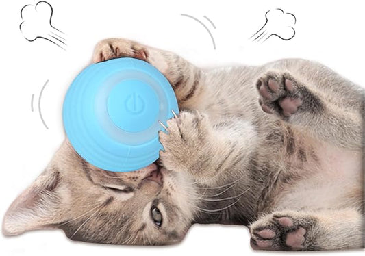 Interactive Cat Toys Ball Pet Smart Ball Automatic Rolling Chase Ball with Colorful Lights, Perfect Indoor Playmate Toy Ball for Kitten & Puppy Dog Playing, USB Rechargeable (Sky Blue)