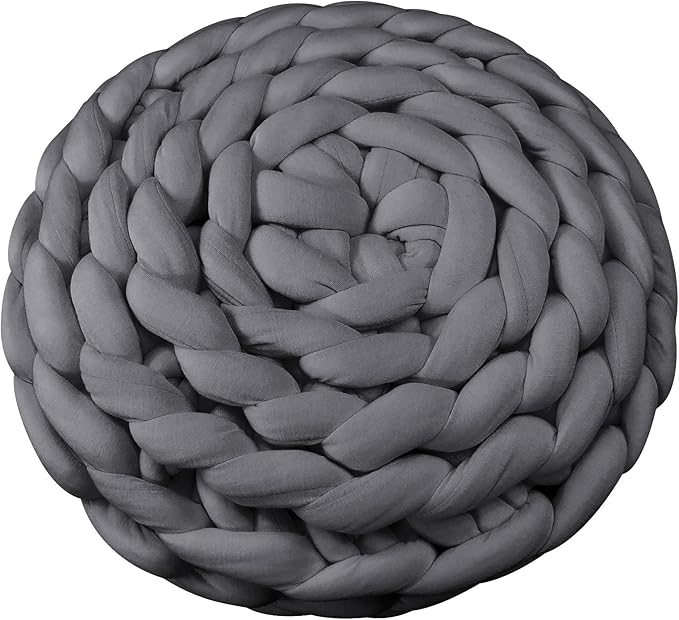 Lucky Monet Cat Basket Bed Cotton Knitted Round Pet Beds for Cats Cute Boho Cat Pet Bed Warm Woven Cat Nest for Puppy Kitten Cats Dogs (15.7", Dark Gray)