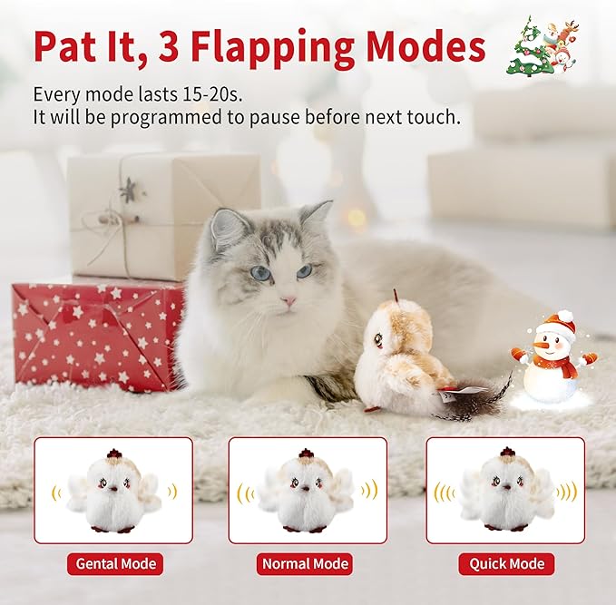 Gigwi Interactive Flapping Cat Toys Catnip, Electronic Flappy Toys Motion Activated, Automatic Cat Toys for Indoor Cats, USB Rechargeable Cat Enrichment Toy for Hunting and Kicker, Bird Princess