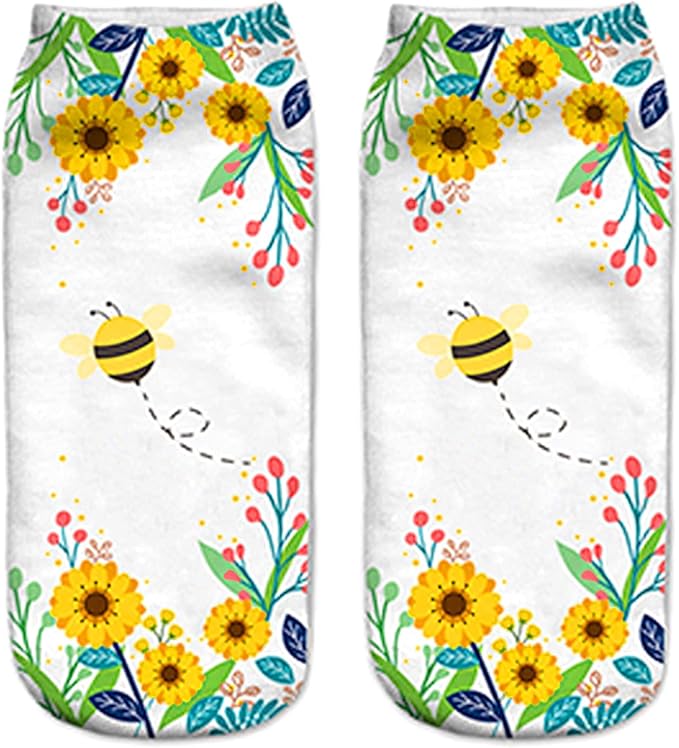 Benefeet Sox Funny Ankle Socks Cute Novelty No Show Animal Fruit Flower Cartoon Colorful Graphic Low Cut Socks for Women Girl