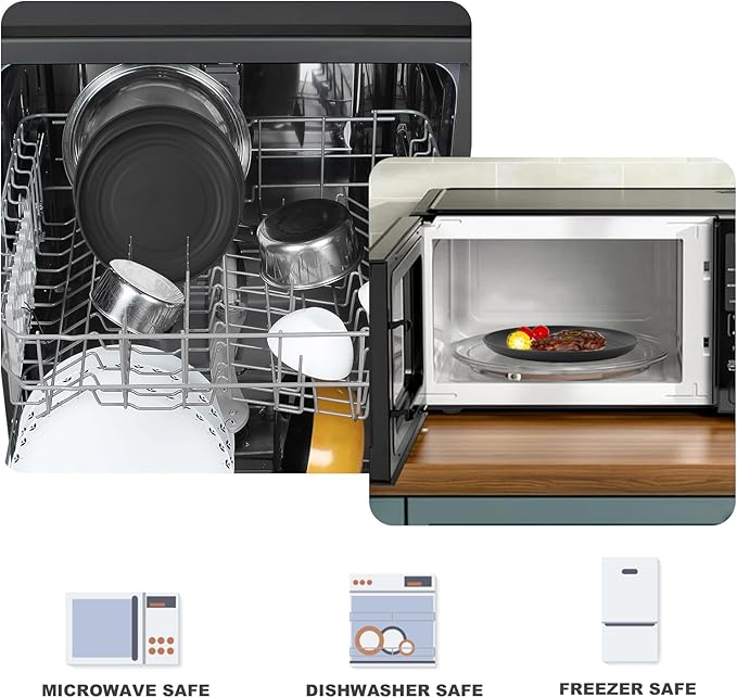 6 Inch Dessert Plates Set of 8, Unbreakable Wheat Straw Appetizer Plates, Reusable Plastic, Microwave & Dishwasher Safe, Mini for Kitchen (Black)