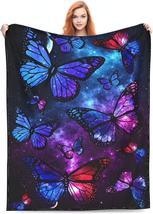 Ultra-Soft Microfiber Throw Blanket 330 GSM Fuzzy Fleece Blanket for Adults Kids Gift Couch, Sofa, Bed Butterfly 60"x50"