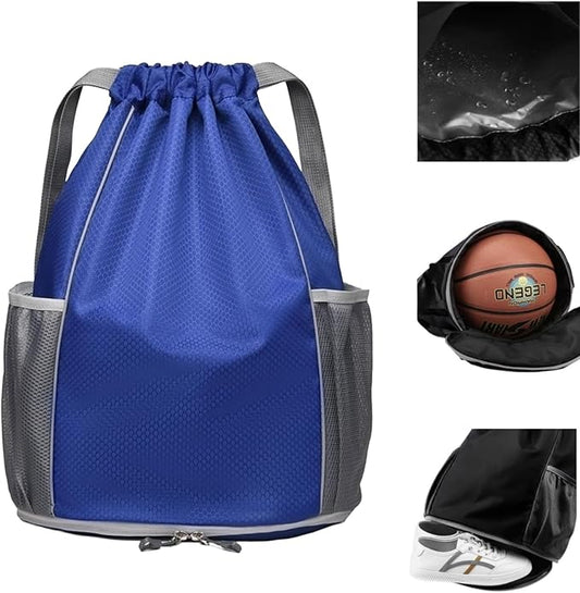 BLIRITEL Drawstring Backpack Sports Gym Bag, Soccer Backpack, Waterproof Soccer Bag for Men Women, String Basketball Bag Football Volleyball Backpack (Navy Blue)