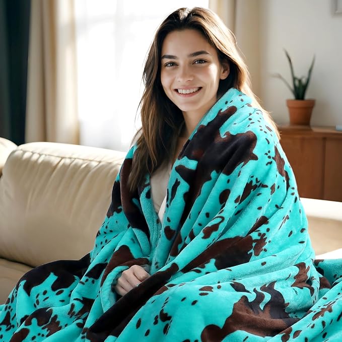 Teal Throw Blanket Fleece Blanket for Couch & Bed Turquoise Luxury Cozy Fuzzy Blankets and Throws Soft Warm Blankets All Season 50x60 inch