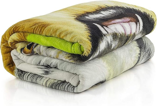 Dawhud Direct Cartoon Selfie Dog Fleece Blanket for Bed 75" x 90" Queen Size Puppy Fleece Throw Blanket for Women, Men and Kids, Super Soft Plush Dog Blanket Throw for Winter