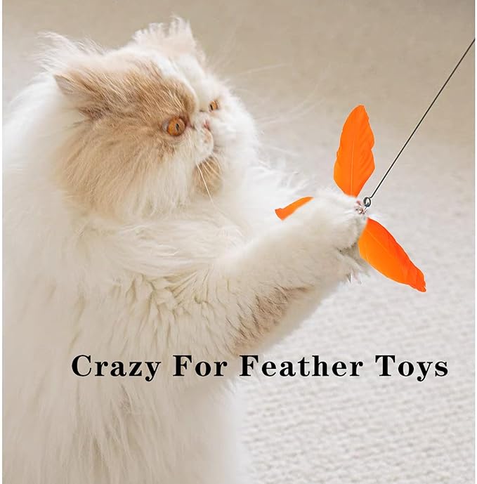 Cat Toys for Wand Cat Feather Toys Replacement 7pcs Cat Wand Attachments Interactive Cat Toys for Indoor Cats Suitable for Cat Stick Toy Suitable for Cats