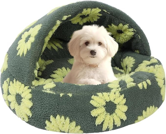 Dog Beds for Small Dogs, Cat Bed Cave, Washable Cute Cat Bed, Cozy Nook Pet Bed for Dogs or Cats, Anti-Slip Puppy Bed Fits up to 22 lbs Pets(Yellow, 24" x 24")