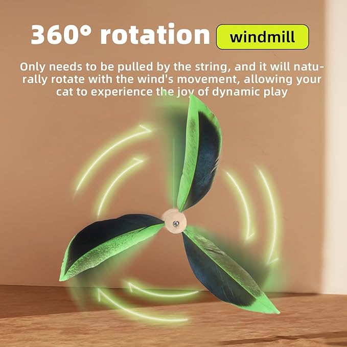 ALL FOR PAWS Feather Cat Wand Toy Kitten Teaser Toys Telescopic Wand Kitty Cat Enrichment Toy for Indoor Cats (Green)