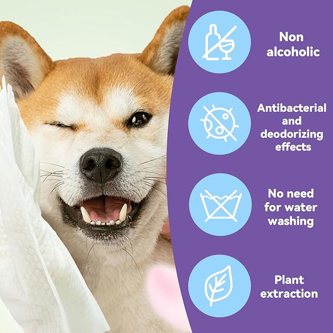 Pet Glove Wipes for Dogs & Cats 8 PCS,Bathing Wipes for Dogs and Cats,Hypoallergenic with Coconut Oil Nourishing Grooming Fur,Cat Dog Cleaning Gloves Wipes,Deodorizing Gloves for Pet Daily Care