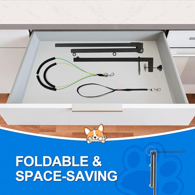 Breeze Touch Dog Grooming Arm with Metal Clamp - 35" Dog Grooming Table Arm, Dog Grooming Hammock Stand with Loop Noose for Small & Medium Dogs Nail Clipping, 2022 Upgrade Design