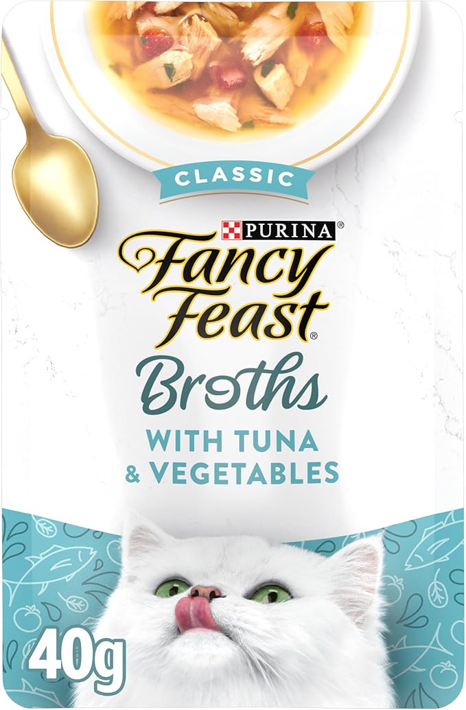 Purina Fancy Feast Lickable Wet Cat Food Broth Topper Classic Complement Tuna and Vegetable - (Pack of 16) 1.4 oz. Pouches