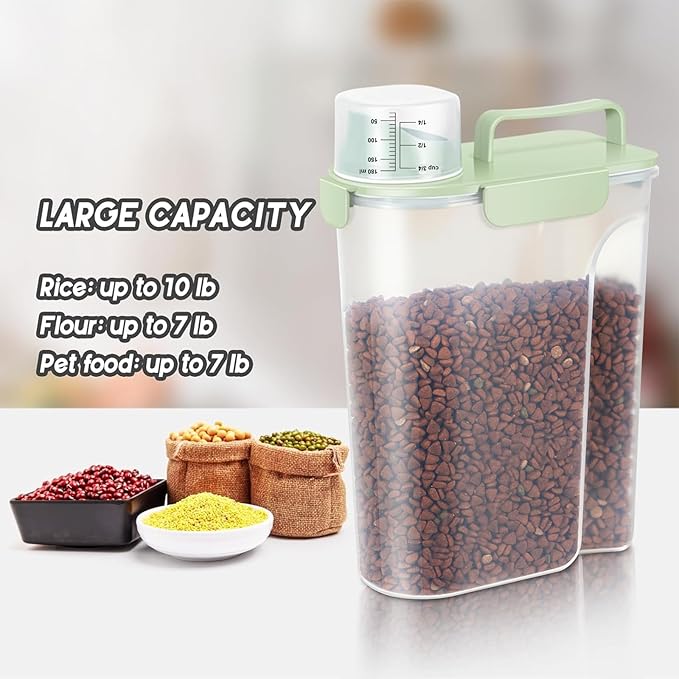 5-7Lbs Dog Food Storage Container with Upgraded Large Nozzle BPA-free, 4 Snap Seals Plastic Pet Food Storage Container with Handles are Easy to Clean and Carry