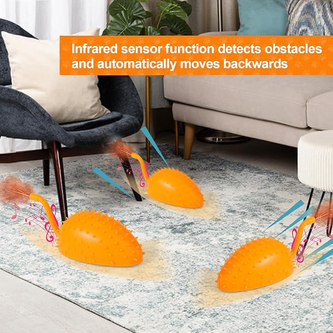 BABORUI Upgraded Cat Interactive Toy, Remote Control Mouse Toy, Automatic Cat Mouse Toys with Feathers, Moving Smart Cat Toy Car for Indoor Cats, USB Rechargeable