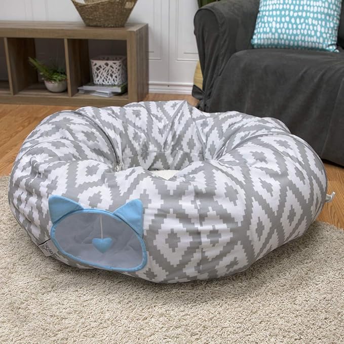 Kitty City Large Cat Tunnel Bed, Cat Bed, Pop Up Bed, Cat Toys, White