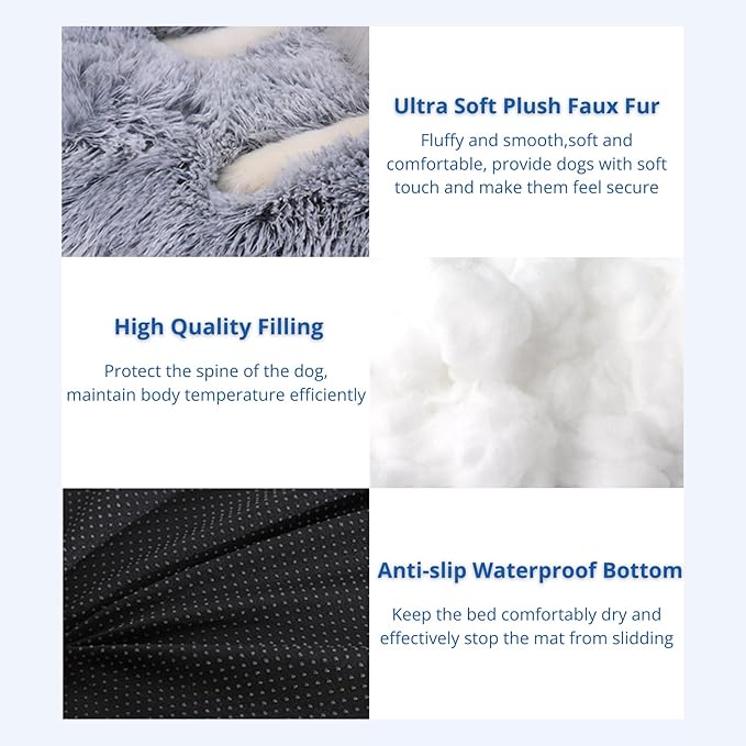 Fluffy Dog Crate Bed for Large Medium Dogs, Plush Faux Fur Dog Crate Pad,Washable Cozy Dog Crate Mat with Anti-Slip Bottom (30.0'' L × 20.0'' W × 3.0'' Th)