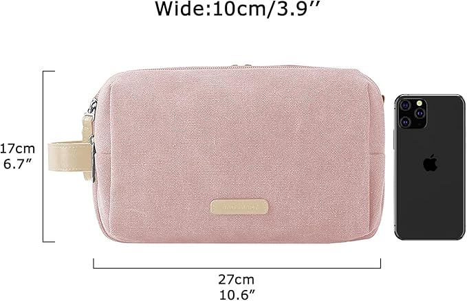 BAGSMART Toiletry Bag for Women, Cosmetic Makeup Bag Organizer, Travel Bag for Toiletries, Dopp Kit Water-resistant Shaving Bag for Accessories, Pink-Medium