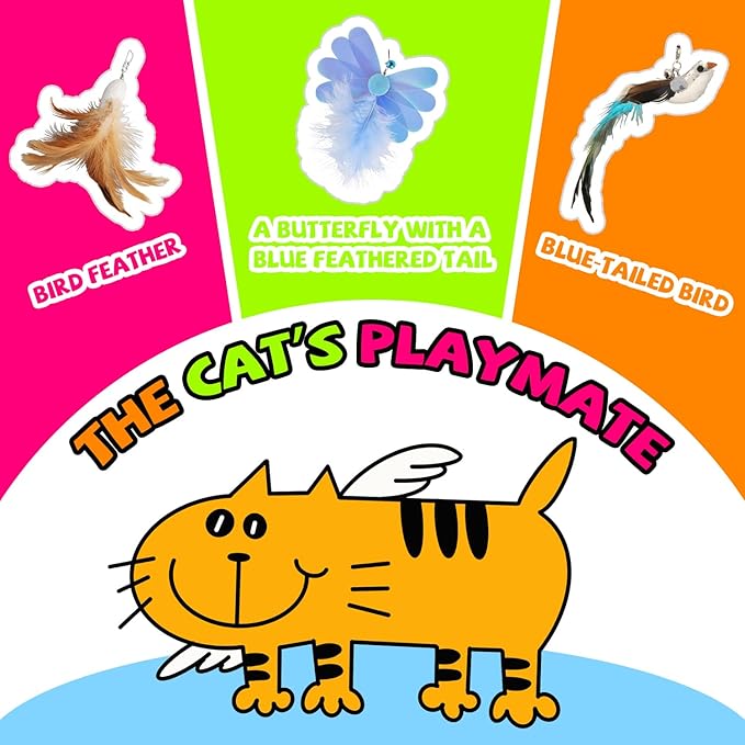 Premium Interactive Cat Wand Toy, Indoor Toy for Kittens and Cats, Educational Feather Cat Toy with Real Feathers.