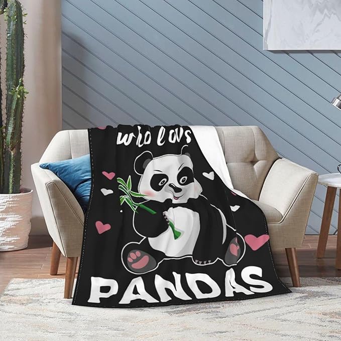 Panda Blanket Cute Panda Plush Throw Blanket Super Soft Cozy Warm Fleece Just A Girl Who Loves Panda Bedding Blanket Gifts for Kids Girls Boys Women 60"X80"