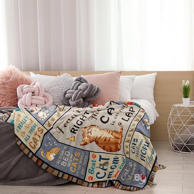Cat Mom Gifts, Cat Lover/Lady Gifts for Women, Cats Presents for Women Throw Blanket 50"x60"