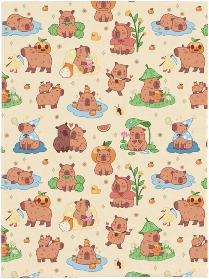 Capybara Blanket Throw 80"x60", Plush Flannel Blankets, Soft Warm Decorative for Kids Women Adults