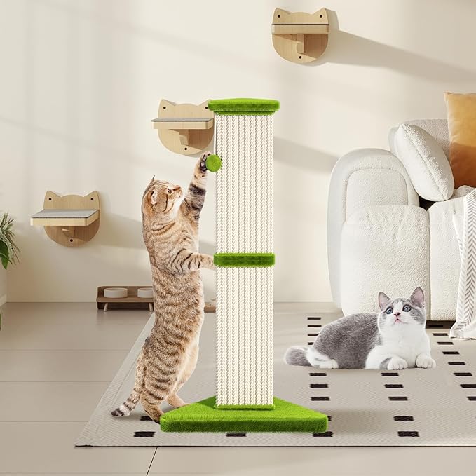 Cat Scratching Post 32 Inch Tall Cat Scratching Post for Indoor with 5 Inch Diameter Post and Ball Cat Scratcher for Medium and Large Cats