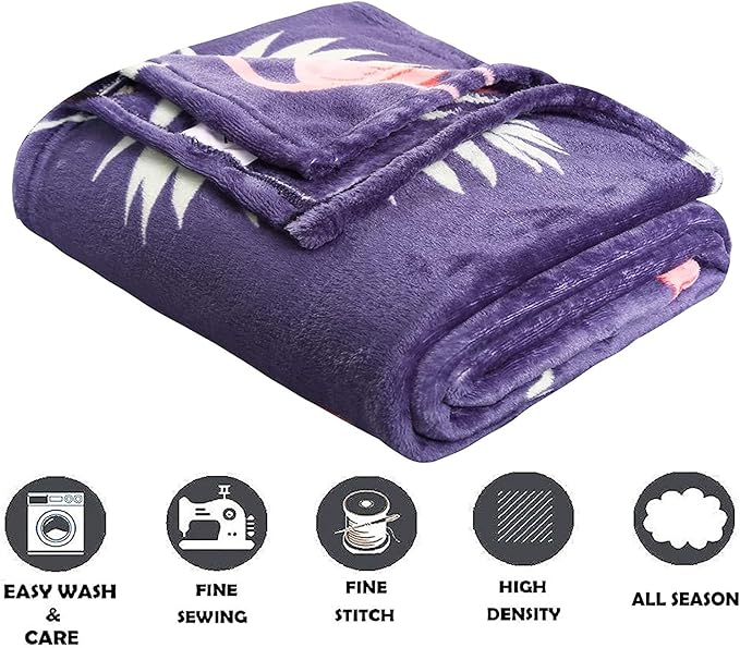 Elegant Comfort Luxury Velvet Super Soft Christmas Prints Fleece Blanket-Holiday Theme Home Décor Fuzzy Warm and Cozy Throws for Winter Bedding, Couch and Gift, 50 x 60 inch, Flamingo