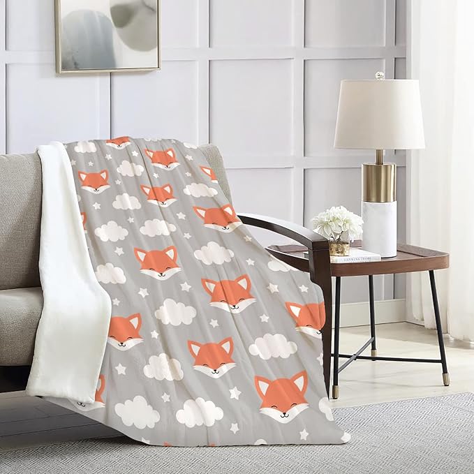 COLLA Fox Blanket for Girls Boys, Cute Fox Throw Blankets for Kids Baby Nursery Decor, Soft Plush Flannel Fleece Throw Blanket for Couch Baby Bedding 50x40 Inch