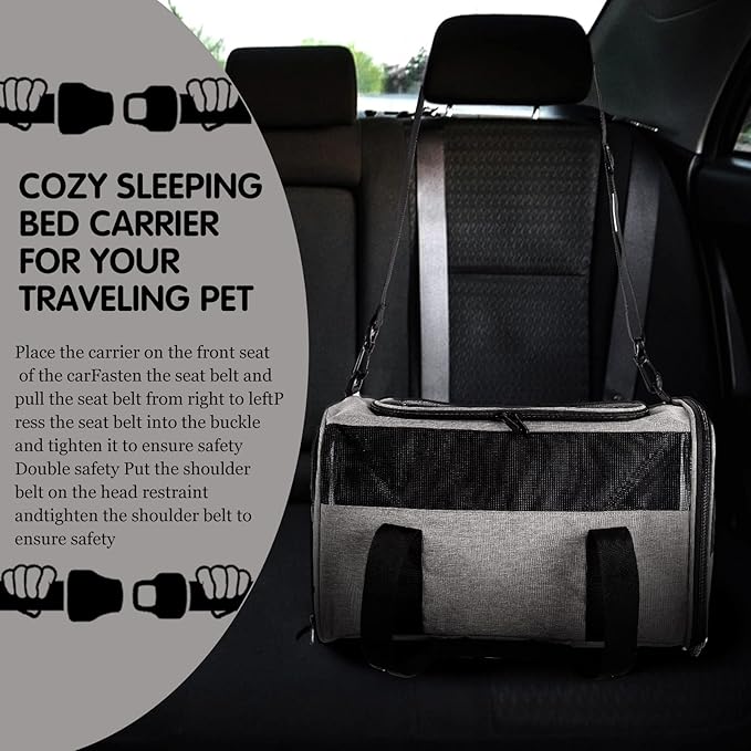 Carriers Soft-Sided Pet Carrier for Medium Large Cats Dogs 15lbs 20lbs,Ventilated Design,Portable Carry Handle,Collapsible Carrier for Kitten Puppy(X-Large,Grey&Black)