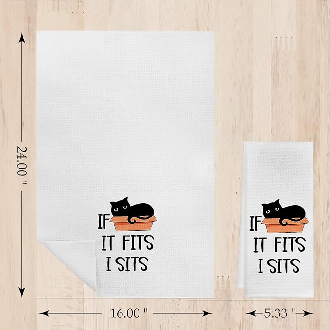 Black Cat Kitchen Towels 16x24 Set of 4, Cat Towels for Cat Lovers, Cat Hand Towels, Cat Dish Towels, Cat Lover Gifts for Women, Gifts for Cat Lovers, Cat Mom Gifts, Cat Owner Gifts