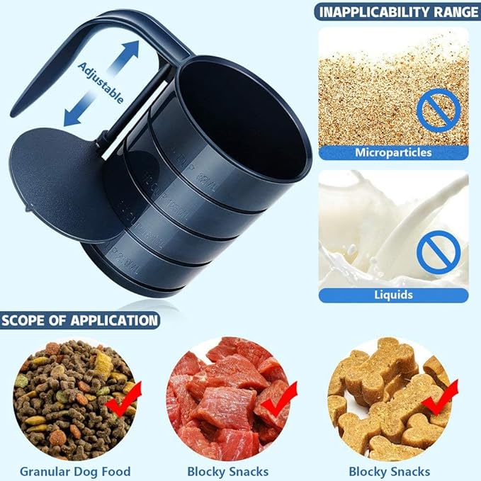 Dog Food Scoop Pet Food Scoops for Dogs 4 Capacity Cup in 1 Cup Measuring Scoop for Pets Dog Cat and Bird Solid Food (Includes 1/4 C 1/2 C 3/4 C 1 CUP)